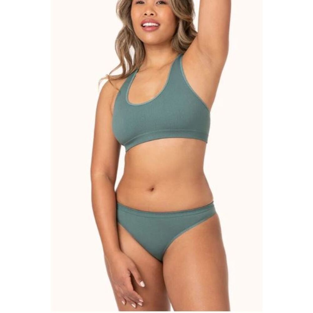 Lively Seamless Ribbed Racerback Bralette Sports Bra in Harbor Green - Picture 8 of 8